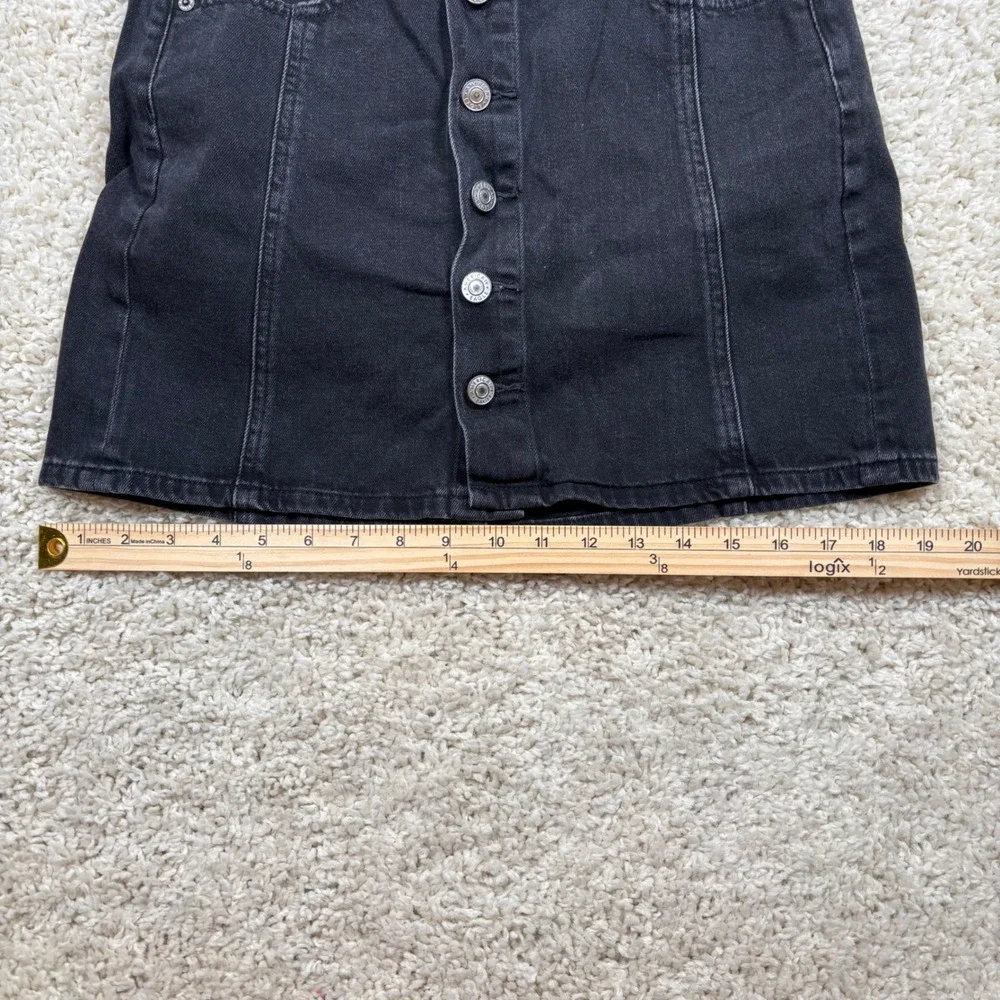 American Eagle Outfitters Black Denim Button Front Mini Skirt Women Size‎ 2